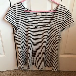 X large, Anthropologie, black and white peplum